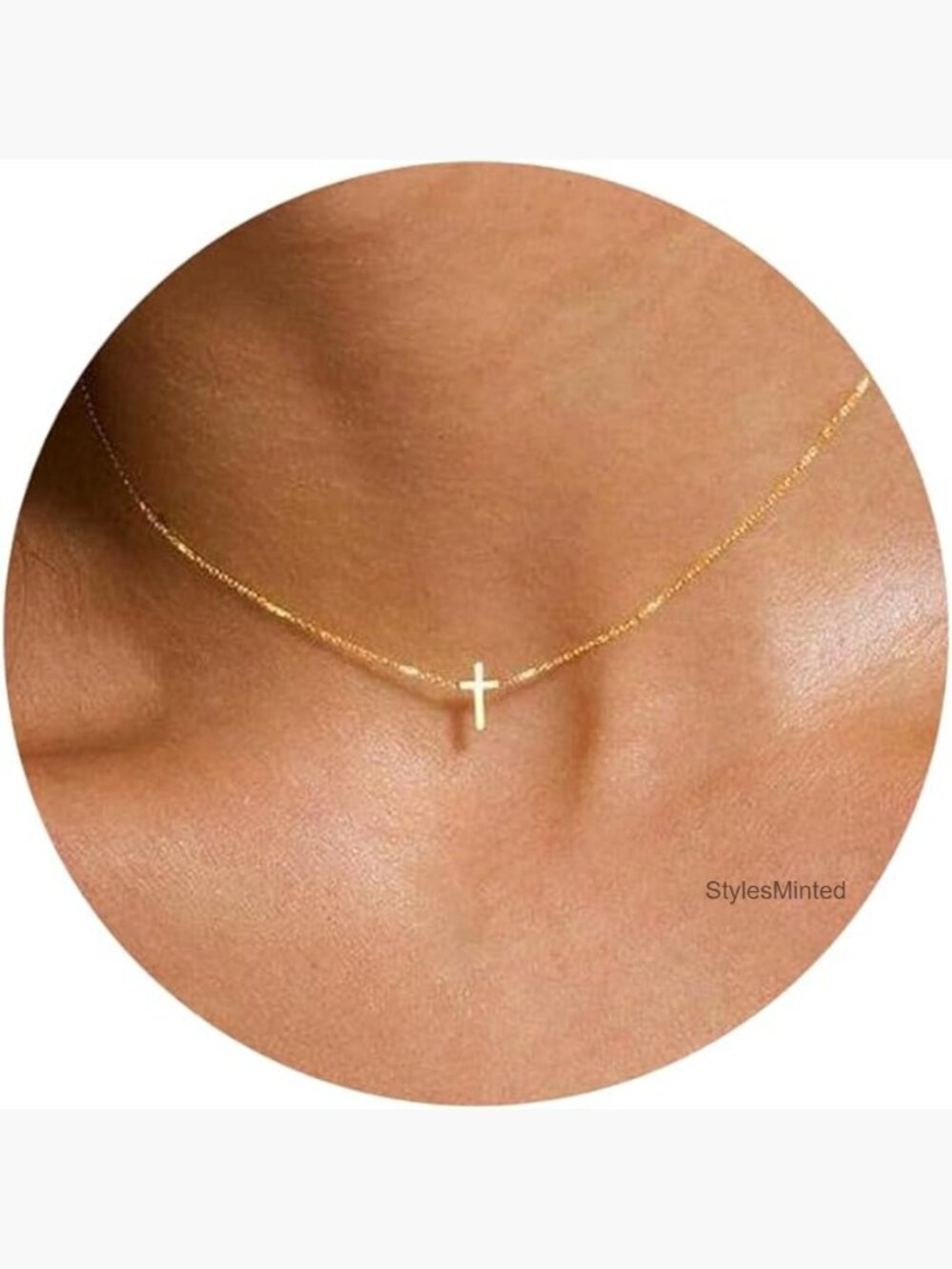 14K Gold Plated Dainty Cross Choker Necklace for Women